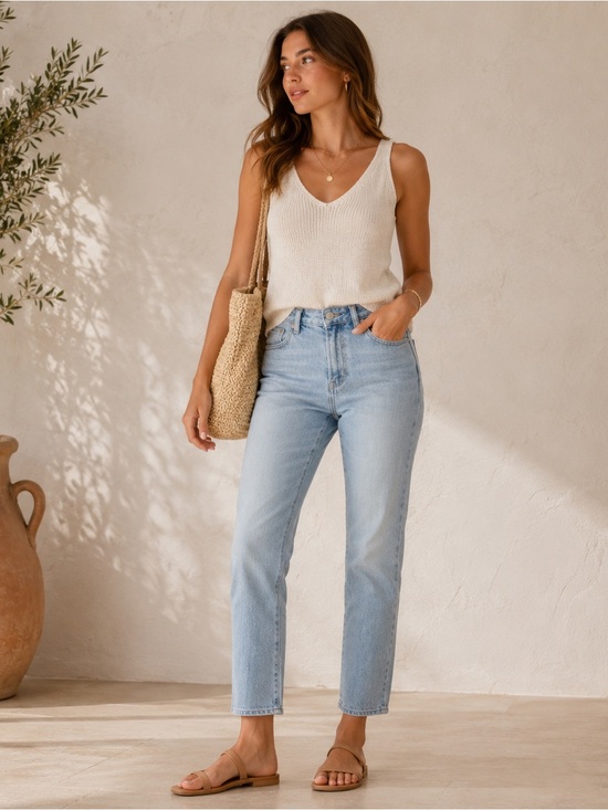 Madewell Denim - Madewell The Perfect Summer Jean High Rise Straight Leg Light Wash Denim Size 27